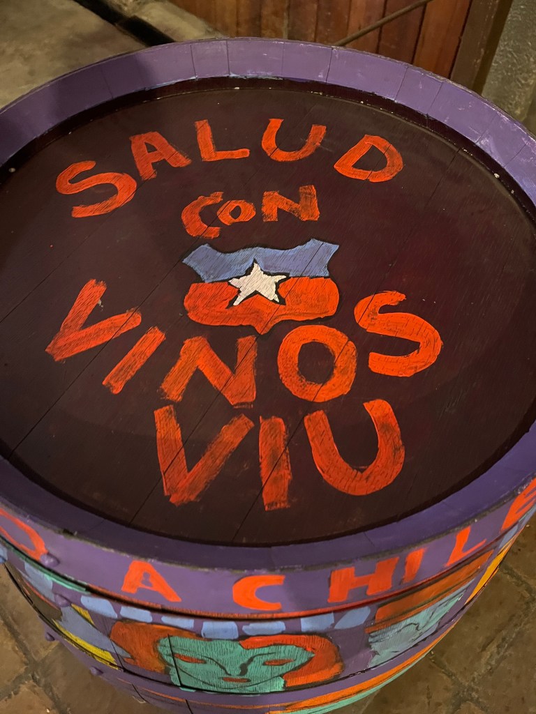 A hand painted barrel at Viu Manent in Colchagua Valley Chile