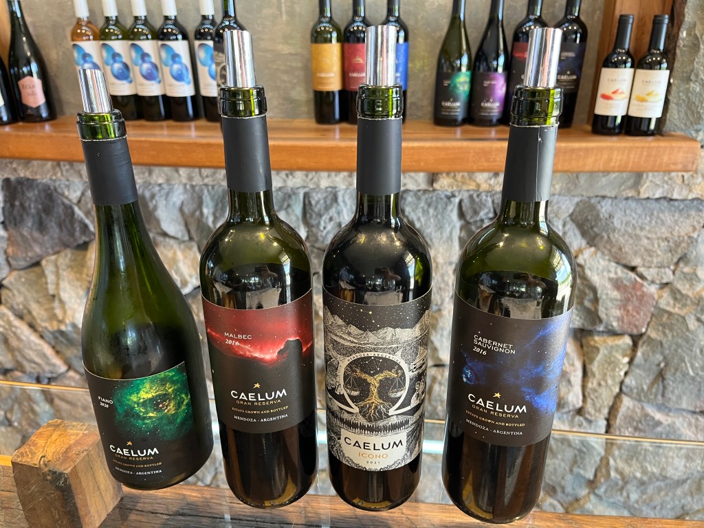 Wines at Caelum Winery Uco Valley Argentina